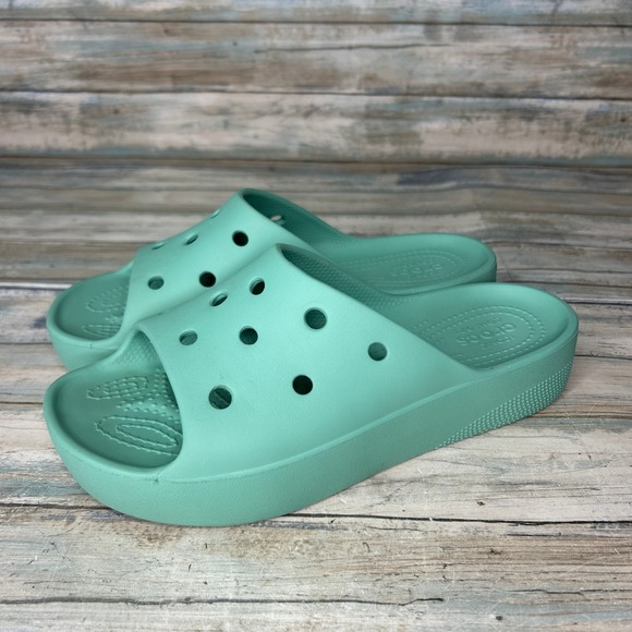 Crocs Classic Slide Platform Sandals Jade Stone US 7 Womens - Picture 1 of 9